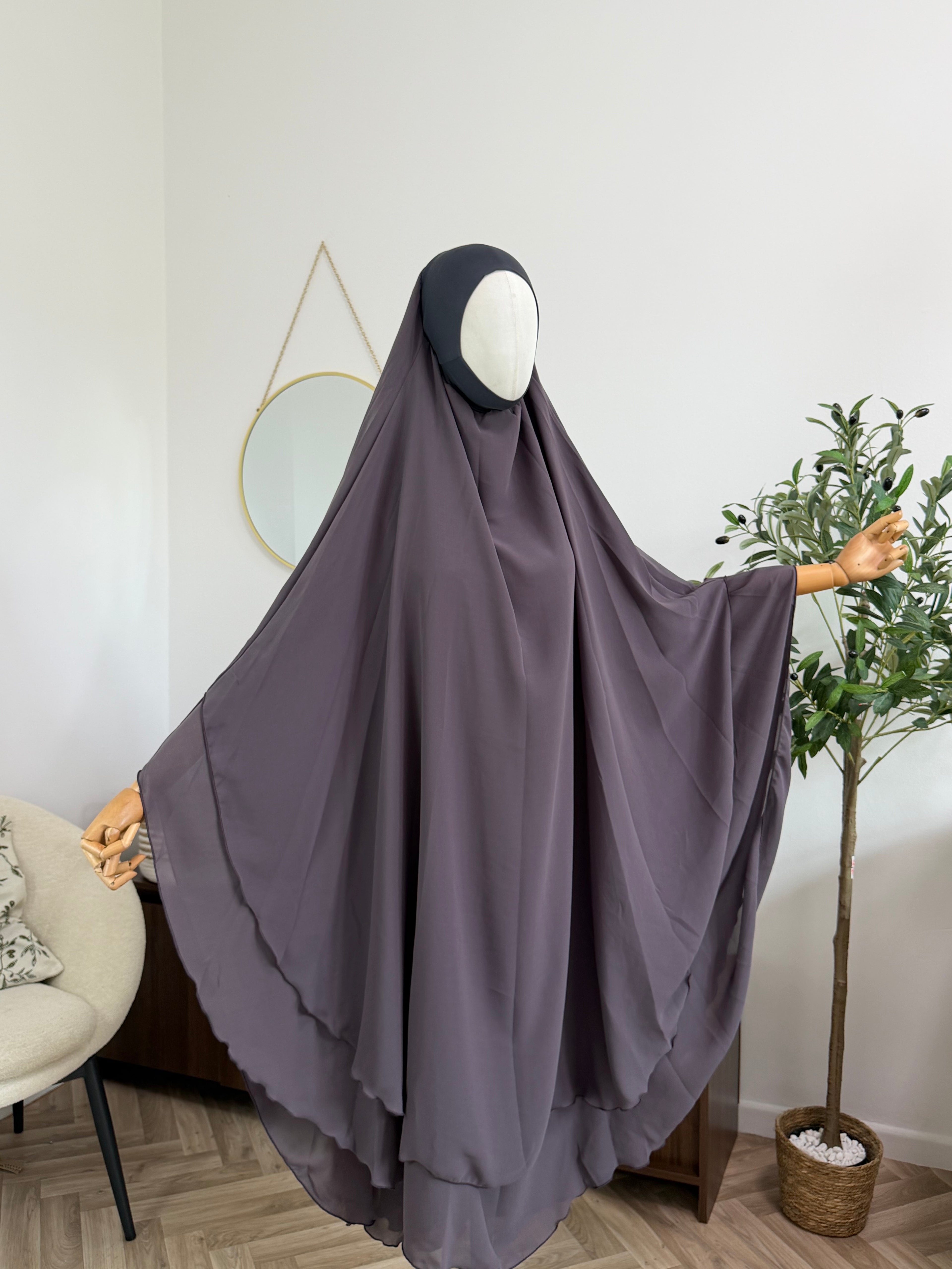 Zweilagiger Chiffon-Khimar – Maxi