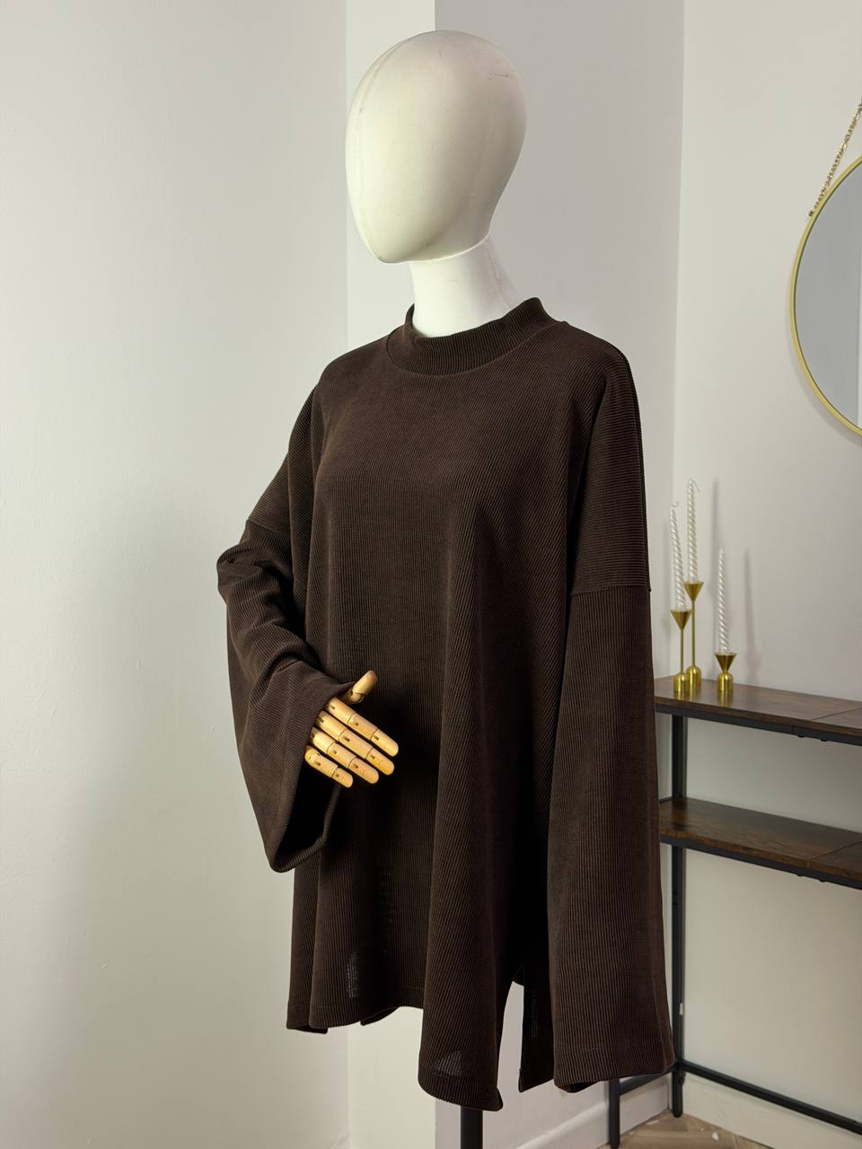 Oversize-Sweatshirt aus Cordstoff – Braun