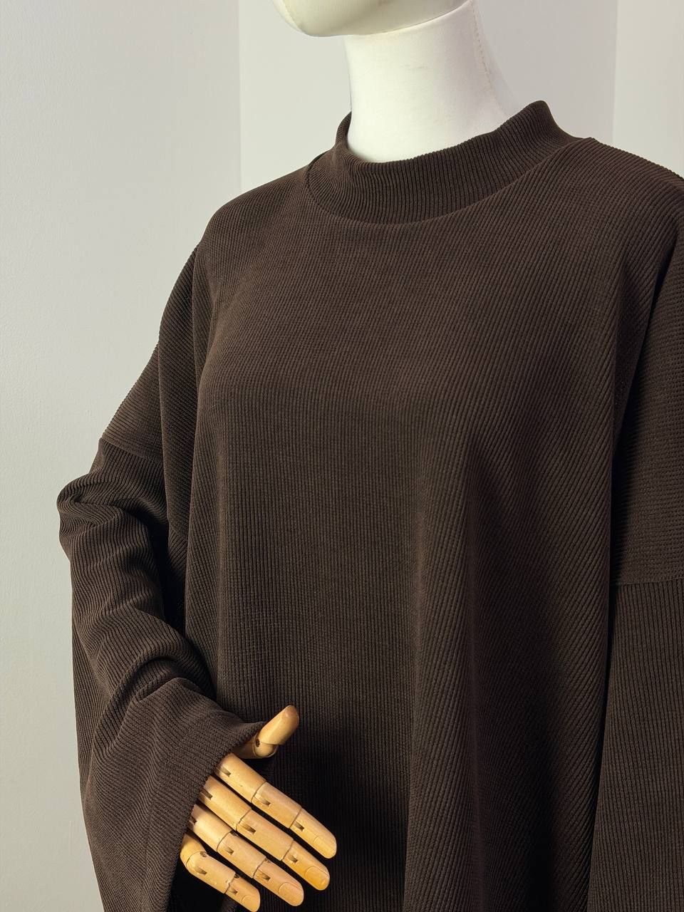 Oversize-Sweatshirt aus Cordstoff – Braun