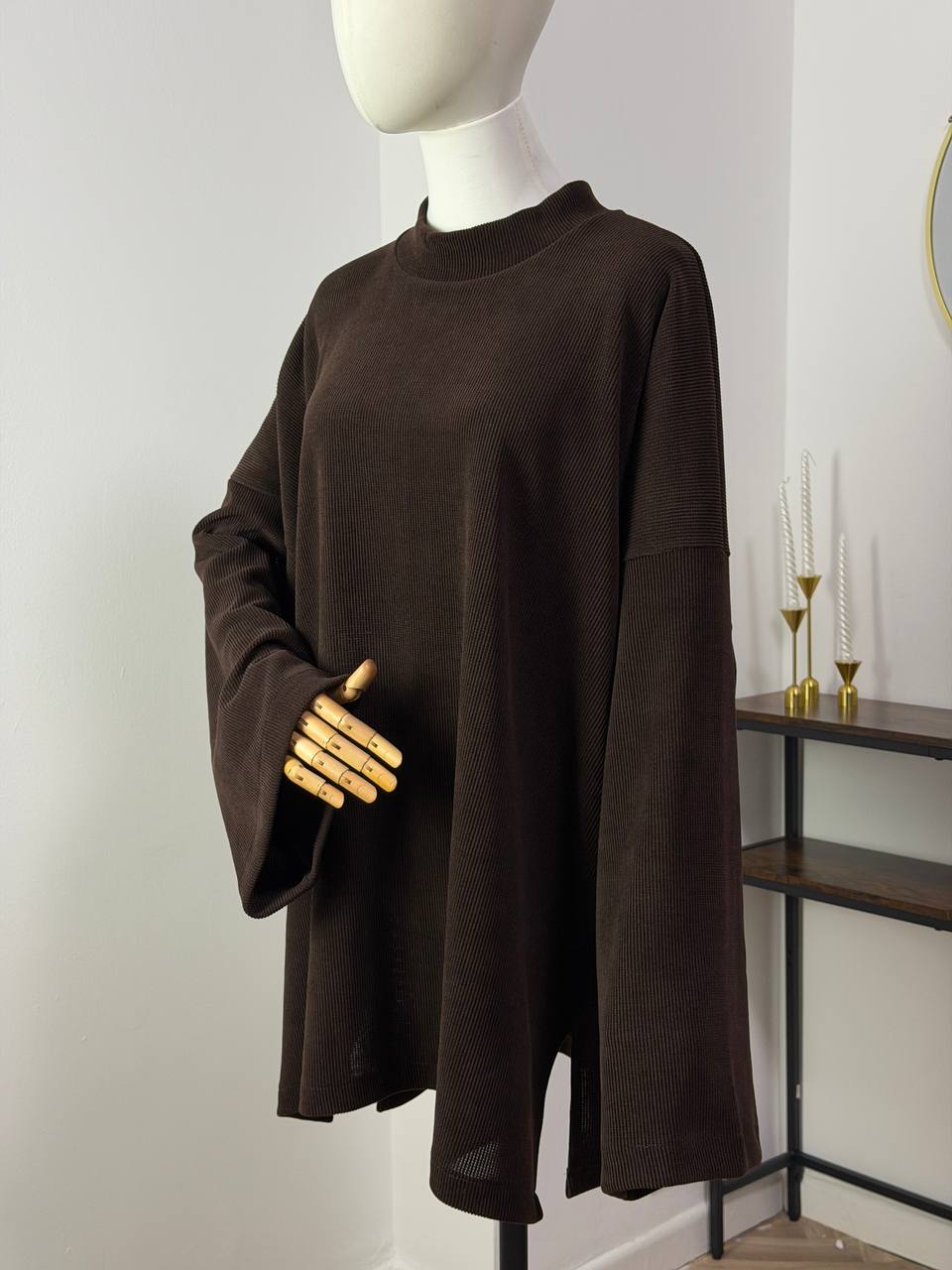 Oversize-Sweatshirt aus Cordstoff – Braun