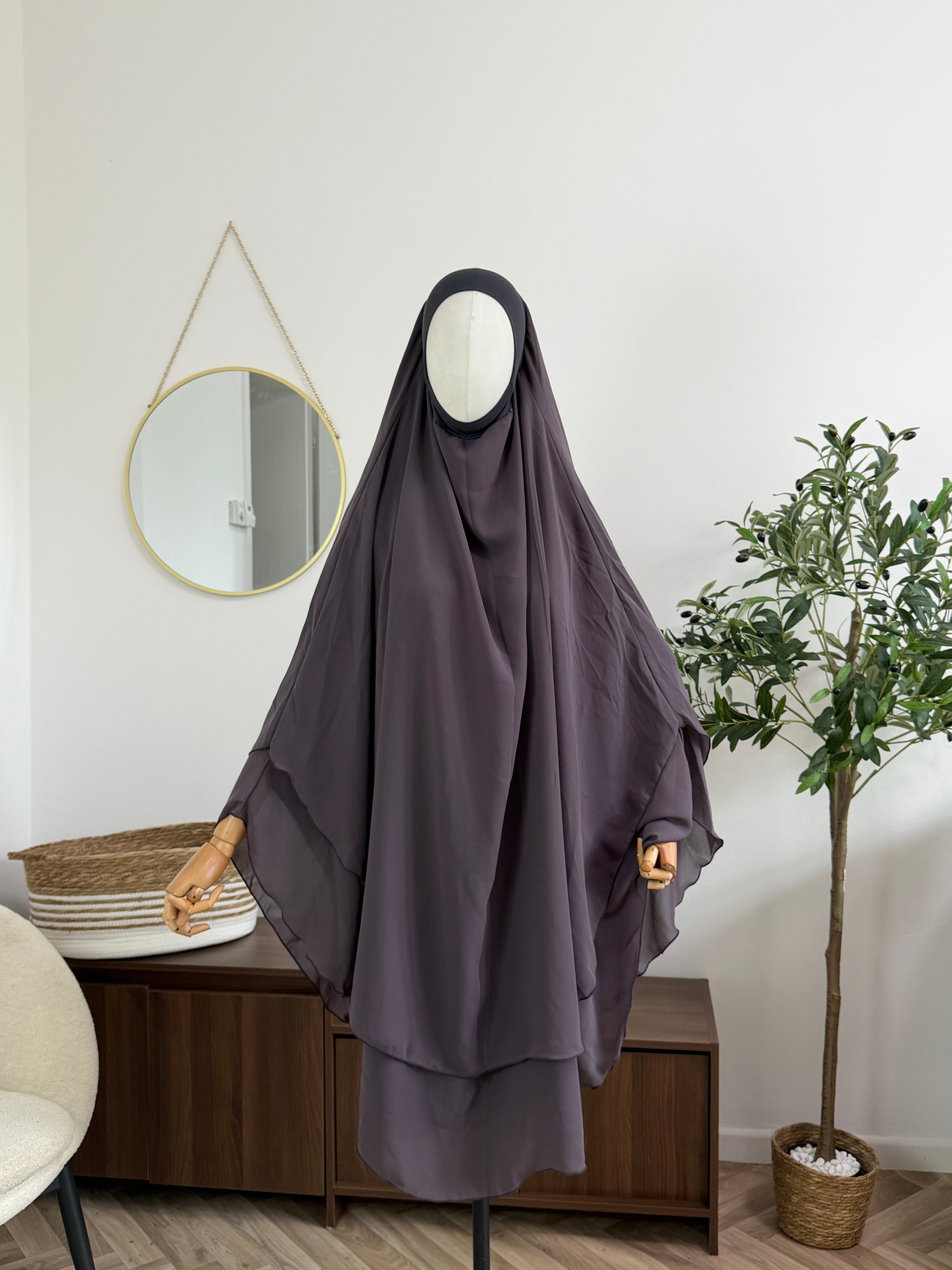 Zweilagiger Chiffon-Khimar – Midi