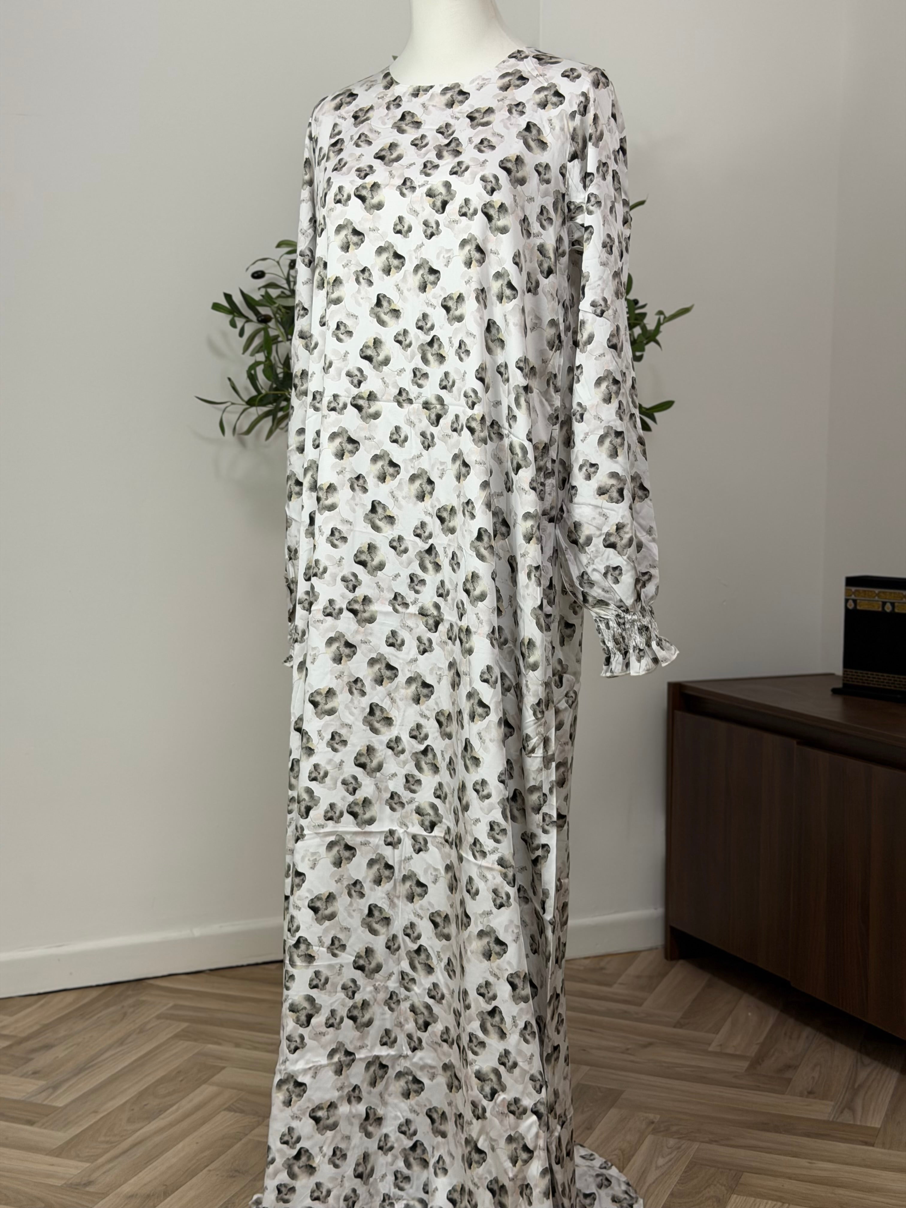 Kleid mit floralem Muster in grau
