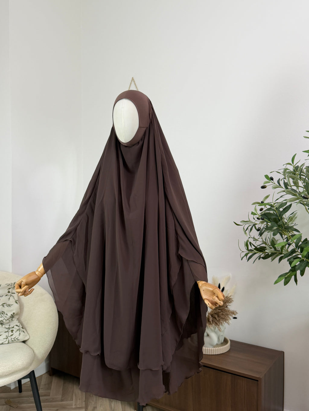 Zweilagiger Chiffon-Khimar – Midi