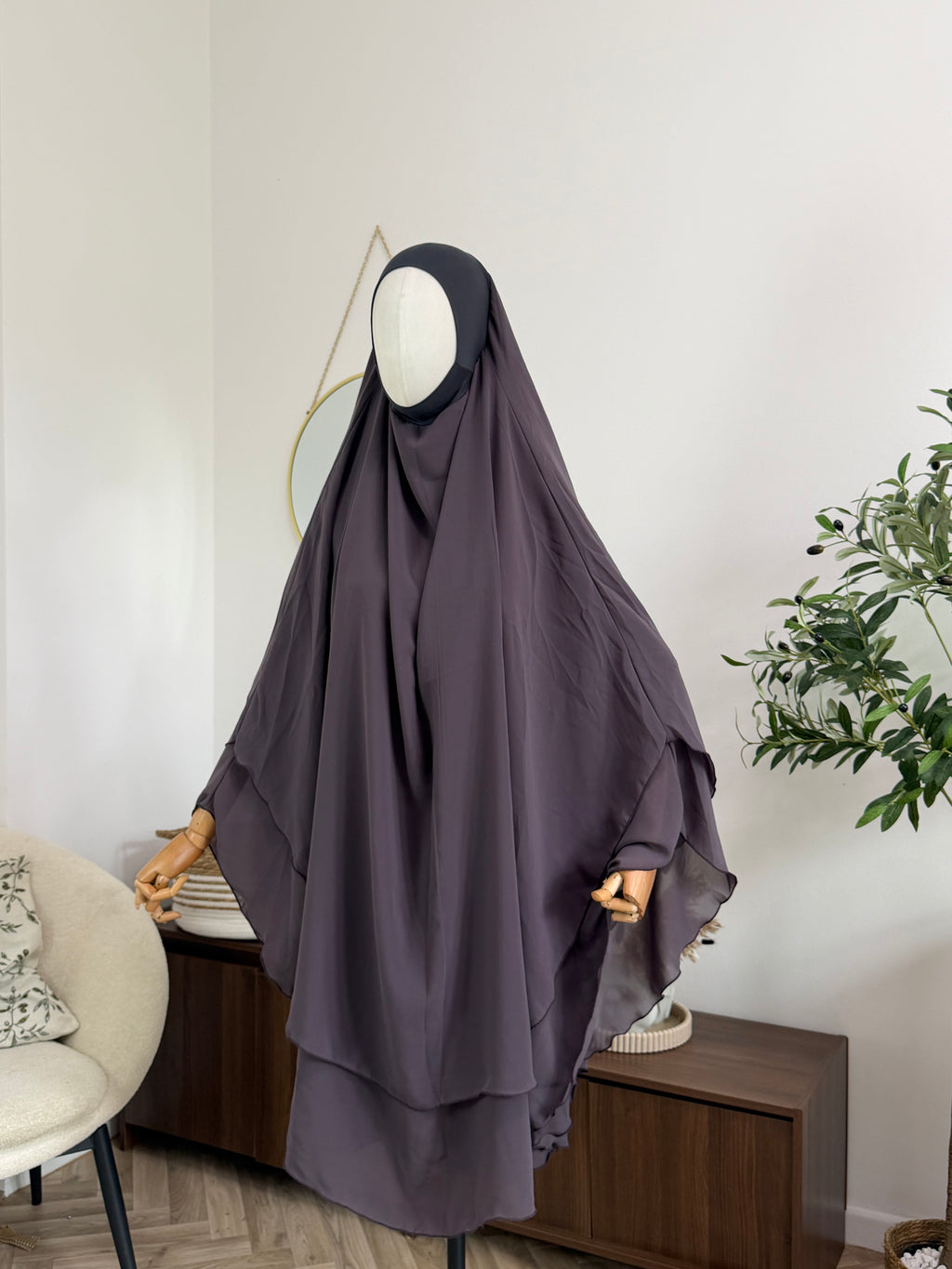 Zweilagiger Chiffon-Khimar – Midi